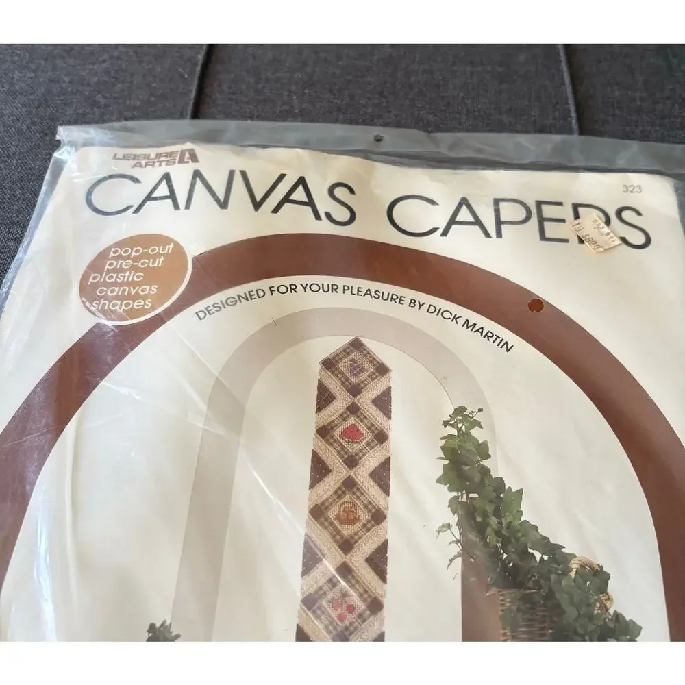 Ribbon Bell Pull Vintage Stamped Needlepoint Kit Leisure Arts Canvas Capers 1983